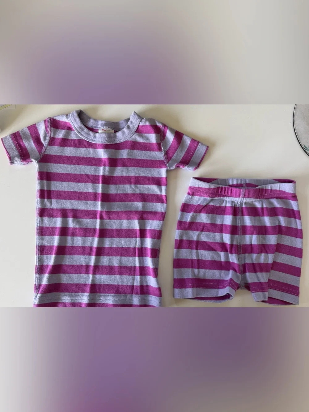 Hanna Andersson Striped Short Sleeve Pajama Set - Purple & Light Purple, 2T